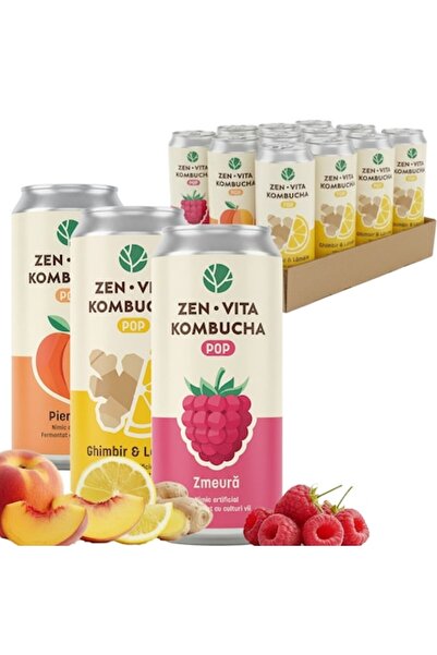 zenvita Kombucha Pop, set de 12 cutii x 330 ml, mix de 3 arome
