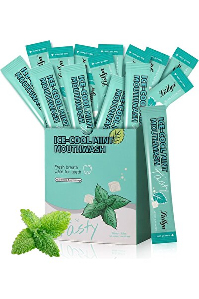 Liillya غسول فم بحجم مناسب للسفر، غسول فم صغير فردي خالٍ من الكحول، بنكهة الن...