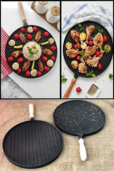 polivahome مقلاة شواء وطهي اللحم مزدوجة الجوانب من الجرانيت المصبوب، مقلاة الباجيت والخبز المسطح مزدوجة الجوانب