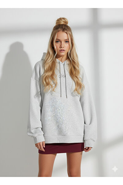 ribana سويت شيرت نسائي بثلاث خيوط B مطبوع K بغطاء رأس مع قطن ناعم الملمس من ا...