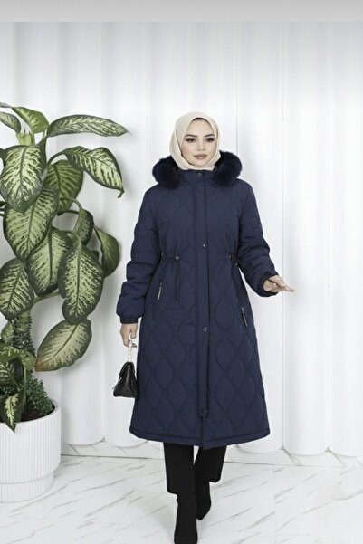 GLR&GYM ZAHİRE KADIN BÜYÜK BEDEN NOVA KUMAŞ ARA BOY KAPÜŞONLU MONT