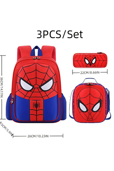 Choice حقيبة ظهر مارفل سبايدرمان ثلاثية القطع، خفيفة الوزن، بتصميم كرتوني، حقيبة مدرسية - تتضمن حقيبة ظهر.