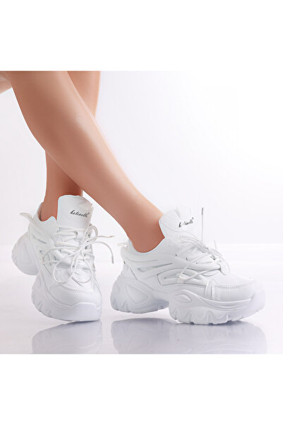 Botinelli Pantofi sport albi pentru femei, din piele ecologică, Cyntia, mărim...