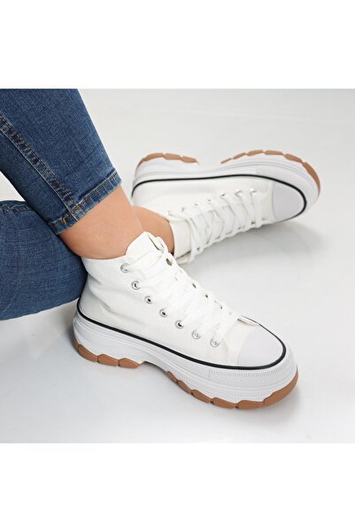 Botinelli Teniși albi din material textil pentru femei Faye, 38