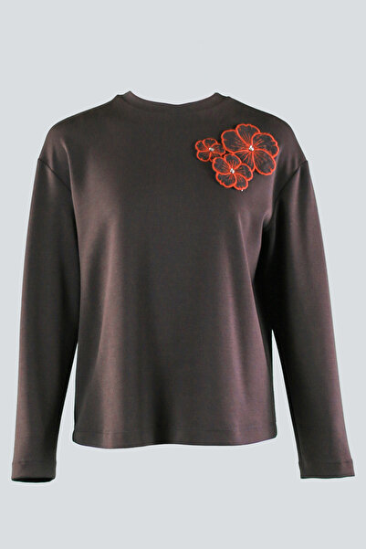 IDYL Flower Applique Detail Sweatshirt
