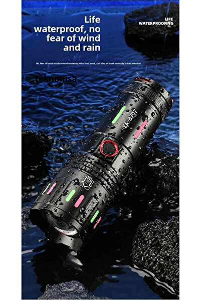 teknonisa 10 MİLLİAMPER El Feneri 2000 Lümen 4 Kademeli Zom Özelikli USB Şarj...