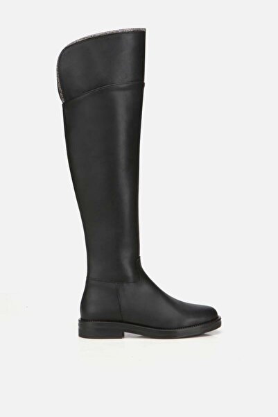 Yaya by Hotiç Kadın Siyah Taşlı Düz Çizme