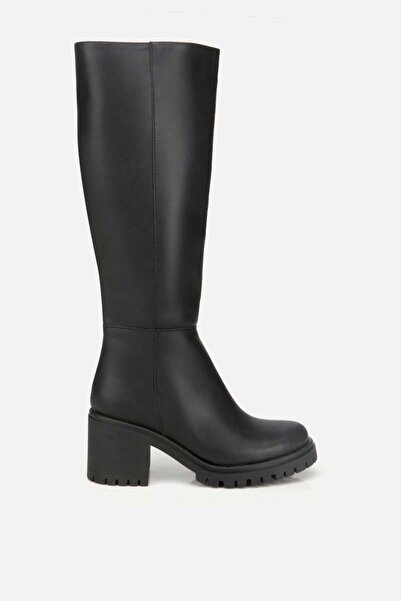 Yaya by Hotiç Kadın Siyah Kalın Tabanlı Topuklu Çizme