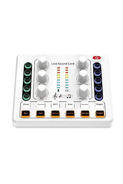 GE M8 Podcast Live Sound Card, Multiple Sound Effects Voice Changing Mini Sound Mixer Board