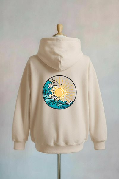 Vordevia مطبوع سترة قطنية مكونة من 3 خيوط O قصة فضفاضة K بغطاء رأس