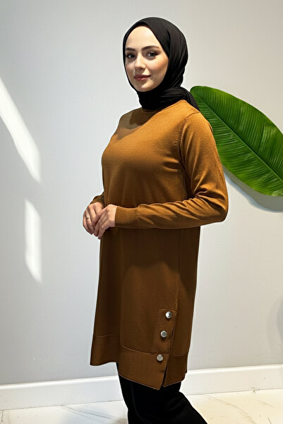 Lale Butik Button Detail Knitwear Tunic 34120 Tile