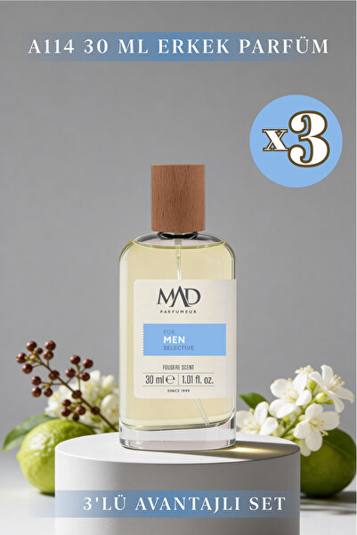 Mad Parfüm 3 Adet 30 ml A114 Erkek Parfüm Seti