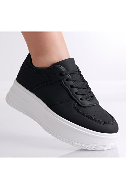 Botinelli Teniși negri pentru femei din piele Yomna, mărimea 38