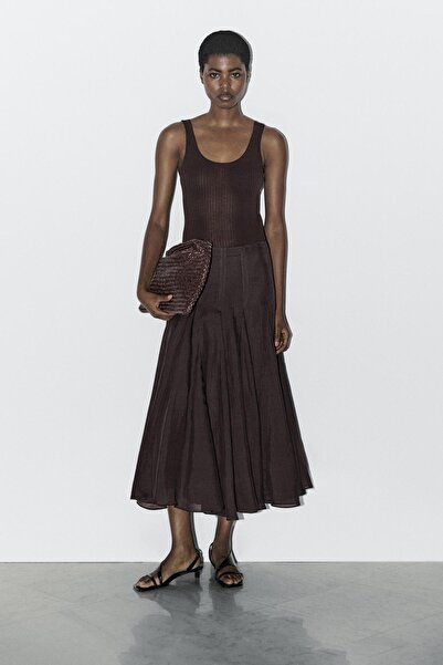 Massimo Dutti %100 rami godet midi etek - STUDIO