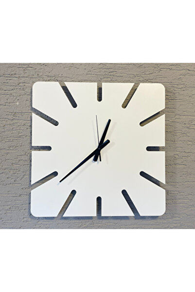 Nuvori ساعة معدنية بيضاء غير لامعة على الطراز الاسكندنافي - مربعة 40×40 سم، م...