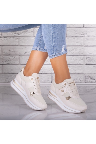 SARADA Adidasi dama Bej din Piele / Textil Anina, 36