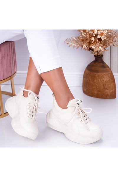 Botinelli Teniși bej pentru femei din piele de cuișoare, 40