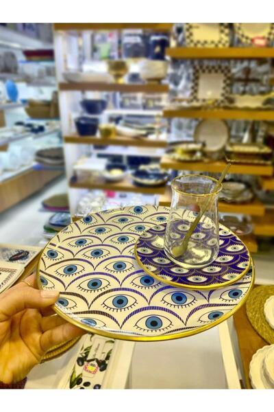 Glore NAZAR BONCUKLU 6 KİŞİLİK 24 PARÇA ÇAY SETİ/SERVİS TAKIMI