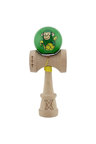 Flippy Kendama X Originala, Flippy, Green Monkey Super Sticky cu Cupe Mari V3, King Size Cups,Verde
