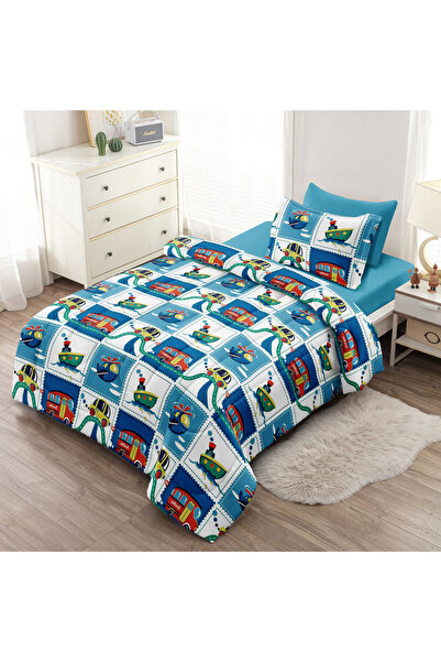 Orange Bed & Bath VEHICLES | Small Single Duvet Set (4 pieces)