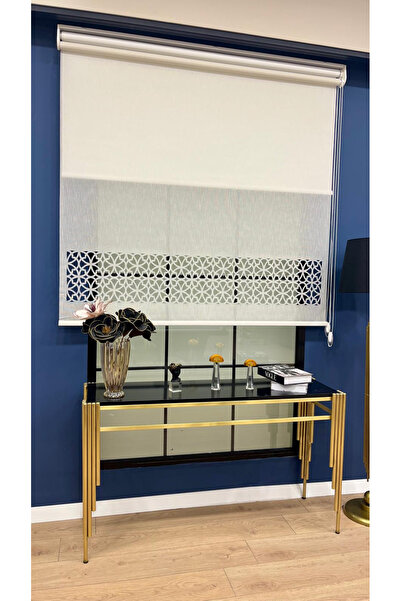 EYMENS HOME EYM1020 Çift Mekanizmalı Lazer Kesim Tül ve Stor Perde Açık Krem ...