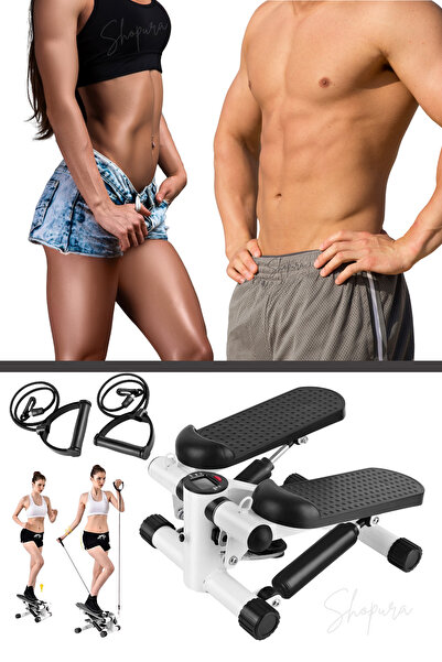 Shopura PREMİUM İpli Fitness Stepper Egzersiz Aleti - Direnç Bantlı Taşınabil...