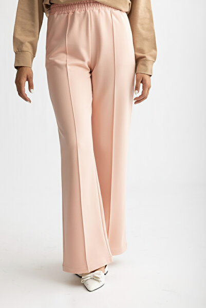 Suede Style 8286 - Wide Leg Elastic Waist 2 Thread Knitted Comfortable Loose Women's Trousers