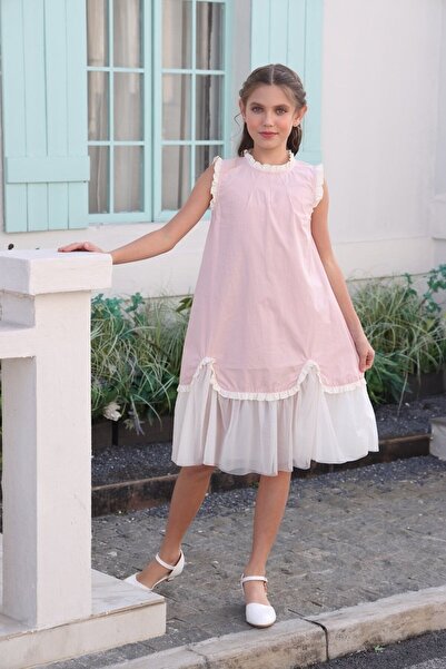 Alesaei-mondo tondo فستان بناتي وردي كت 7035