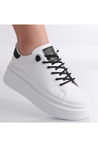 Botinelli Teniși de damă albi/negri din piele Silona, ​​mărimea 40