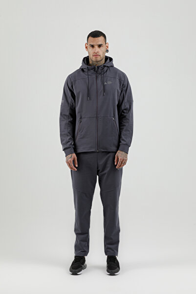 Airlife Sportswear Full Length Zippered Men's Hooded Tracksuit Set Titanium