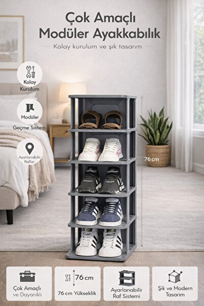 DrBambu Lüx 5 Katlı Beyaz Portatif Ayakkabılık Modern Ayakkabı Standı | Kolay...