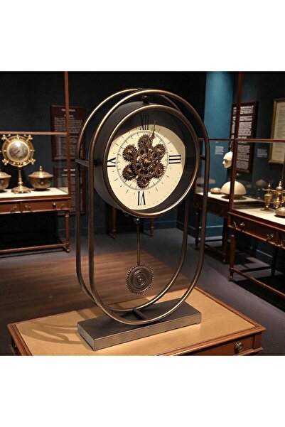 Kuzey Tacı Retro Mekanik İskelet Masa Saati – Endüstriyel Steampunk Tasarım, ...