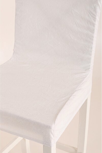 Bella Home Velvet Chair Cover - Washable - Stretch Fabric - 6 Pieces White