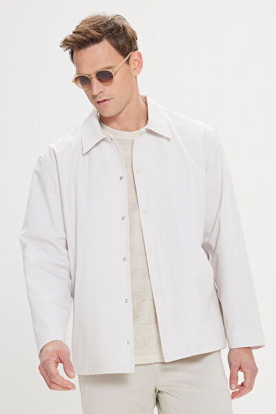 ALTINYILDIZ CLASSICS Beige Standard Fit Regular Cut Shirt Collar Pocket Comfortable Coat