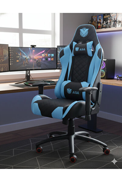 ASA Ergonomic Gaming Chair with Adjustable Armrests, Lumbar & Headrest Support