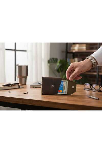 DEDE Hakiki Deri Kartlık & Mini Cüzdan – Para Bölmeli, El Yapımı, Unisex