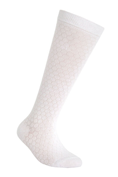Conte Elegant Șosete pentru copii, lungime 3/4, cu model fagure, Tip-Top 003 - Alb, 24-26 (16)