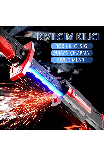 OG Oyuncak Gidiyor 80 cm Kıvılcım Çıkaran Işıklı Oyuncak Kılıç Duman Efektli, Renk Değiştiren LED Işık, Spray System