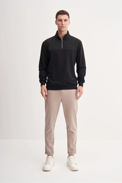 Cazador Premium Regular Fit Stand Collar Seasonal 3 Thread Sweatshirt-53415