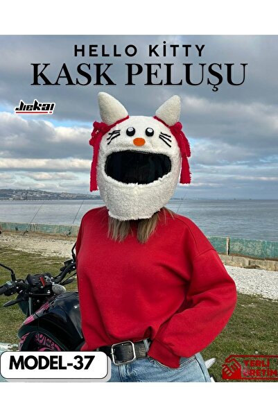 JİEKAİ MODEL-37 KASK PELUŞU VE KASK KILIFI TEK EBAT HELLO KİTTY