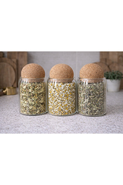 Durina Living 3’lü Mantar Top Kapaklı Cam Kavanoz Seti – Çok Amaçlı Saklama K...