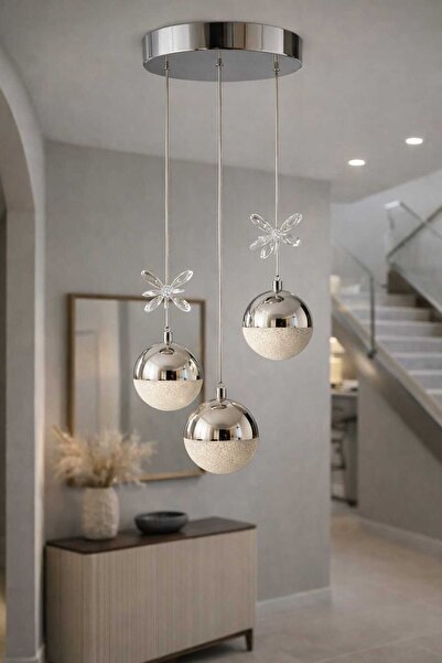 Bohem Aydınlatma Top Sarkıt 3'lü 3Renk LED Modern Avize Beyaz/Sarı/Günışığı