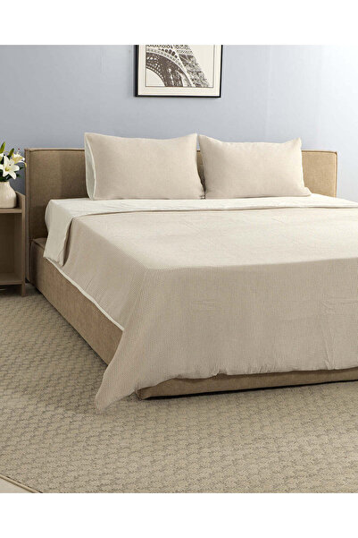 REDTAG Ivory 3-Piece Waffle Jacquard Duvet Cover Set – Double Size