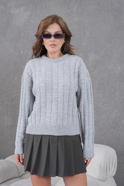 Park Karon Women's Crew Neck Knit Detail Knitwear Sweater