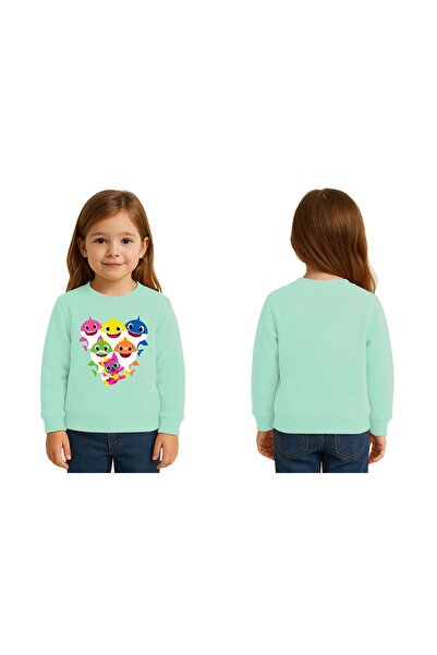 SEDİRLİ سويت شيرت للأطفال من الجنسين من بيبي شارك مطبوع مصنوع من 3 خيوط
