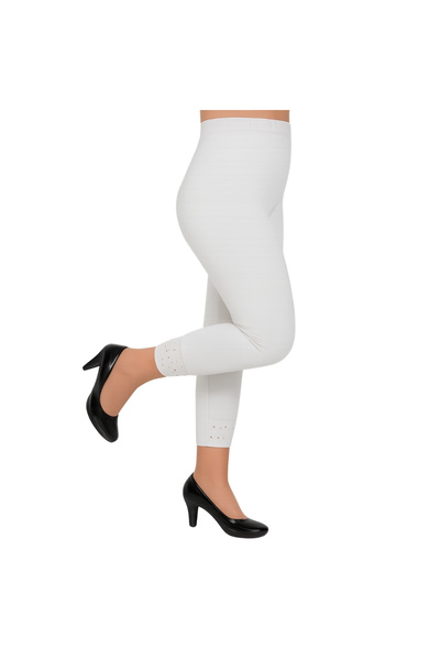 CANYILDIZ قماش قابل للتمدد سروال ضيق نسائي من الفسكوز مزين بالأحجار عند منطقة...