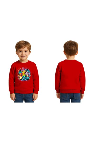 SEDİRLİ Unisex Pokemon cu imprimeu pentru copii Swae tricou 3 fire cu glugă