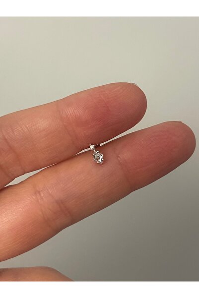 denizden silver Taşlı minimal gümüş piercing