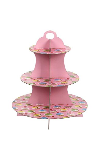 Teo Suport Prajituri, , 3 Etaje, Design de Petrecere, pentru Prajituri, Candy Bar, din Carton, Roz/Mult