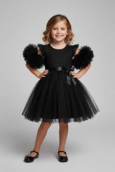 Mixie فستان سهرة للفتيات بأكمام منفوشة من التول